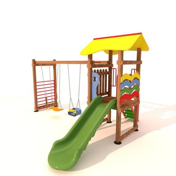 Ahşap Çocuk Oyun Parkı SG04, Üç Salıncaklı ModelKent Ekipmanları