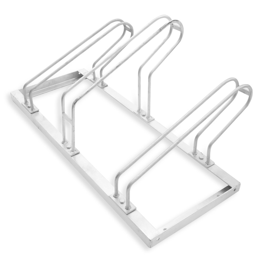 Bike Parking Rack Three-Slot Galvanized 40 x 105 cm, Bicycle Parking Rail