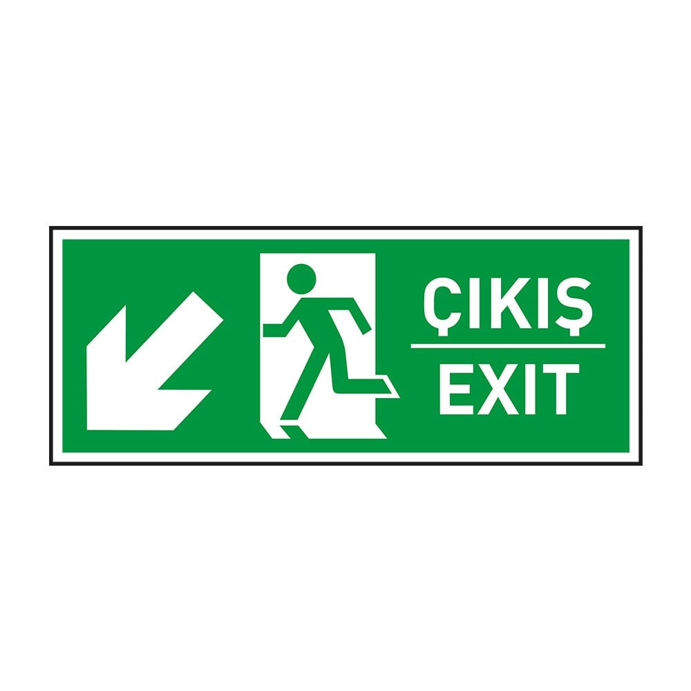 Çıkış Exit Sol Aşağı Ok FotolümenliAcil Çıkış Levhaları