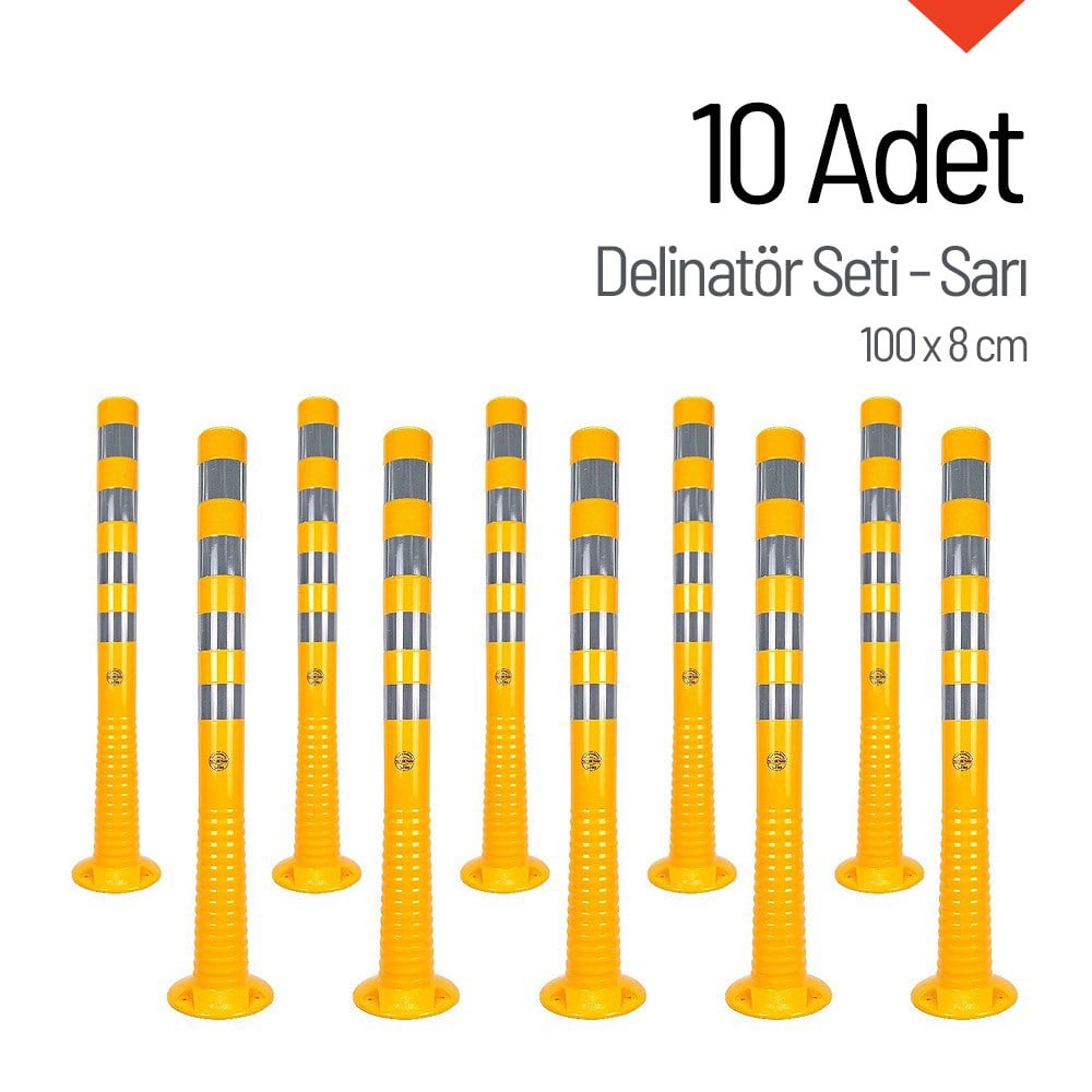 Delinatör 100 x 8 cm Sarı 10 Adet, Esnek DubaDelinatörler