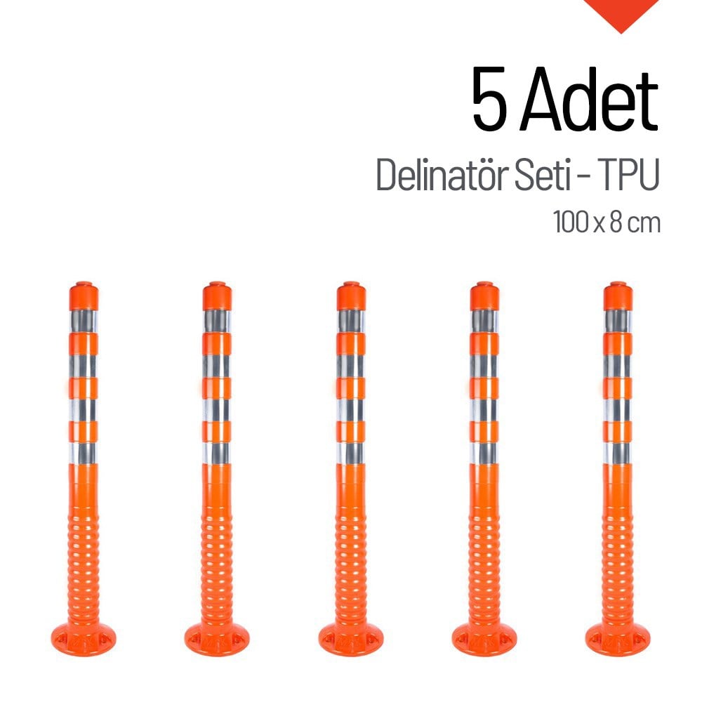 Delinatör 100 x 8 cm (TPU) 5 Adet, Esnek Trafik BariyeriDelinatörler