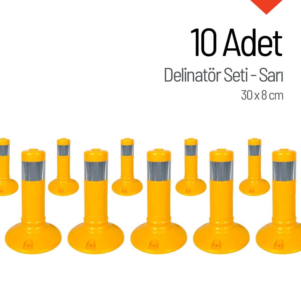 Delinatör 30 x 8 cm Sarı 10 Adet, Esnek DubaDelinatörler