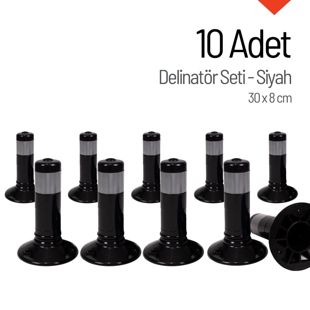 Delinatör 30 x 8 cm Siyah 10 Adet, Esnek DubaDelinatörler