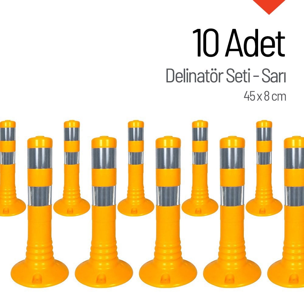 Delinatör 45 x 8 cm Sarı 10 Adet, Esnek DubaDelinatörler