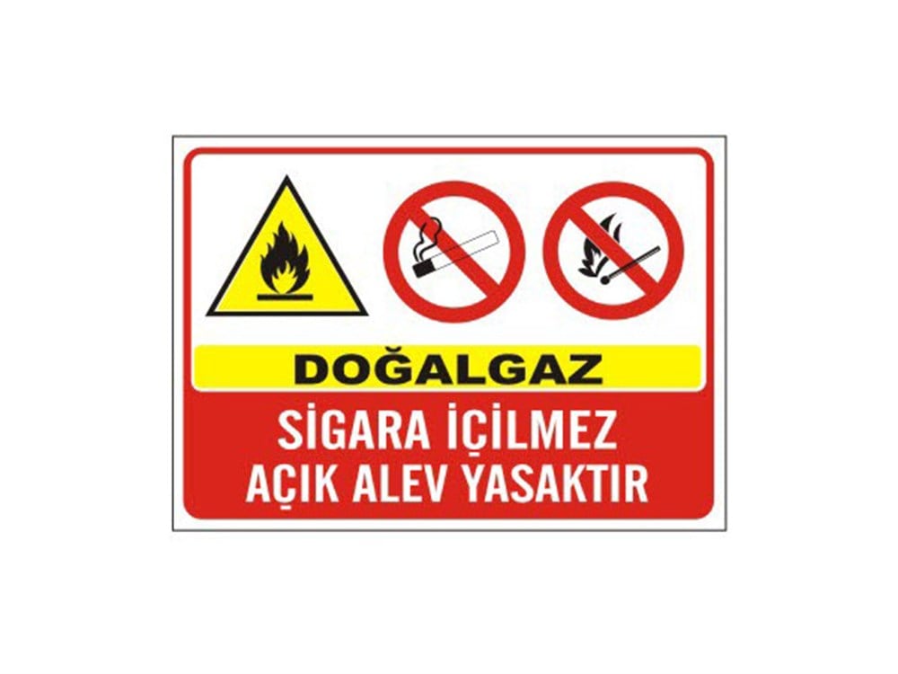 Doğalgaz Sigara İçilmez Açık Alev Yasaktır Levhası