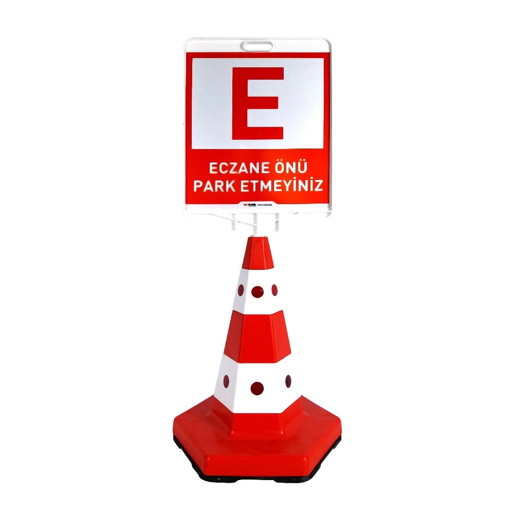 Eczane Önü Park Yapılmaz Logo Çift Taraf Baskı Klasik Kedi Gözlü Ağırlıklı Koni Seti Trafik DubasıTrafik Konisi Setleri