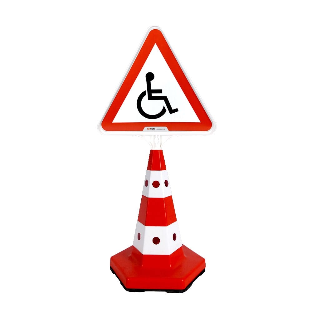 Engelli Park Yeri Çift Taraf Baskılı Klasik Kedi Gözlü Ağırlıklı Trafik Koni Seti Trafik Dubası