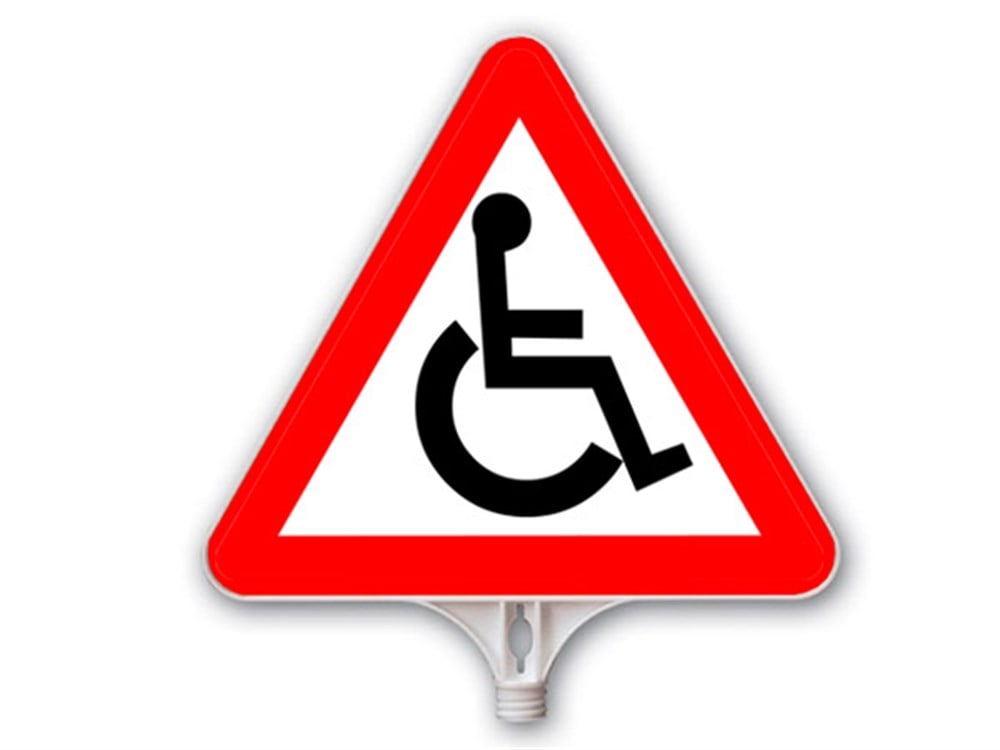 Double-Sided Triangular Plastic Sign – Disabled Parking