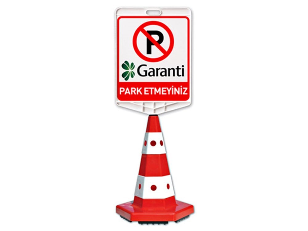 Garanti Bankası Logo Çift Taraf Baskı Trafik Koni Seti Trafik Dubası