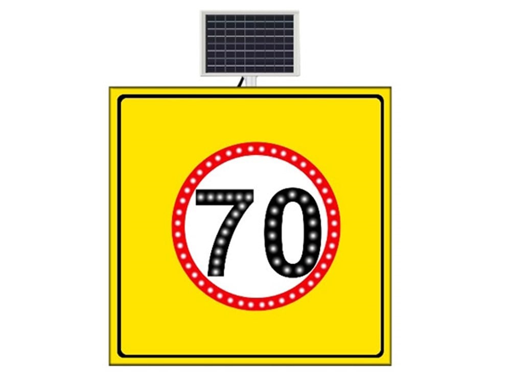 Güneş Enerjili Azami Hız Sınırı Levhası 70 km 100x100 cm
