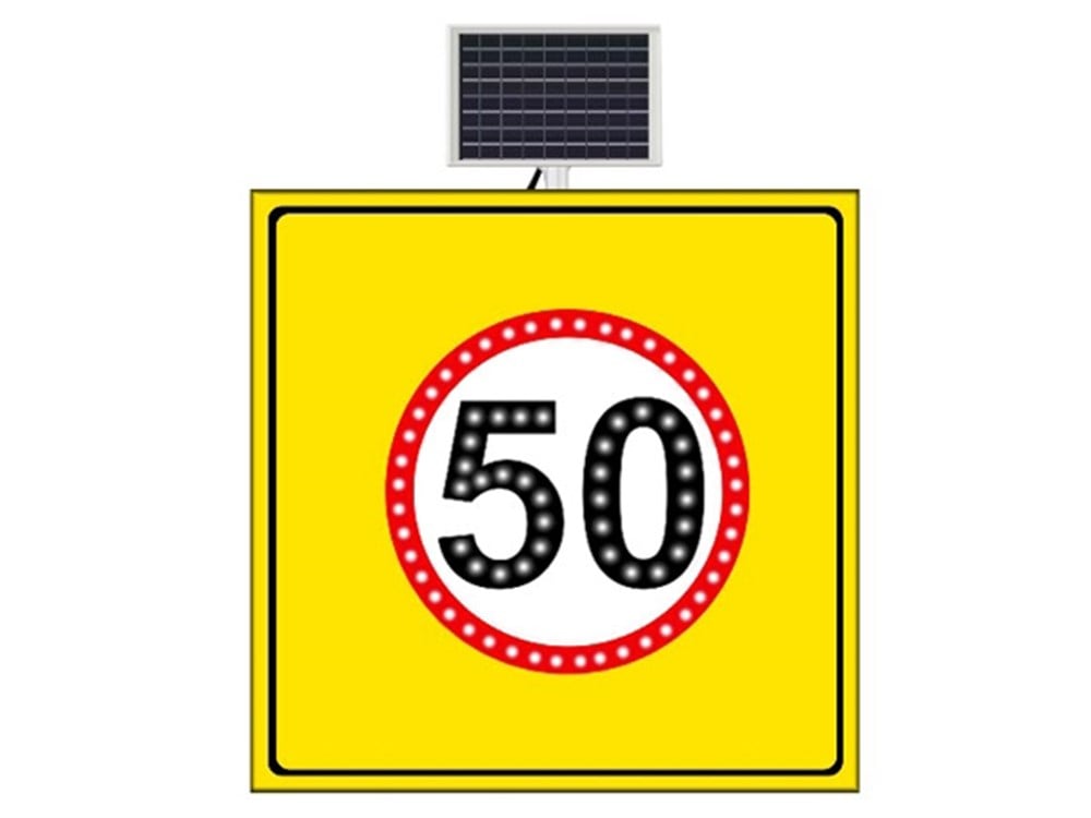 Güneş Enerjili Azami Hız Sınırı Levhası 50 km 100x100 cm