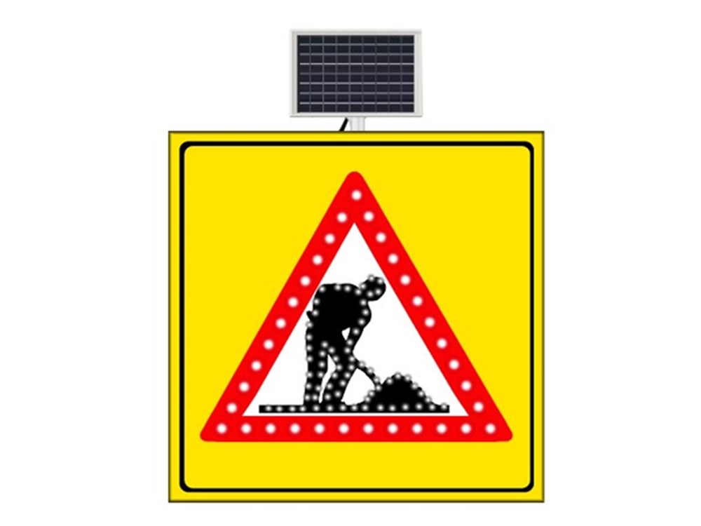 Solar '' Construction'' Sign 100 x 100 cm