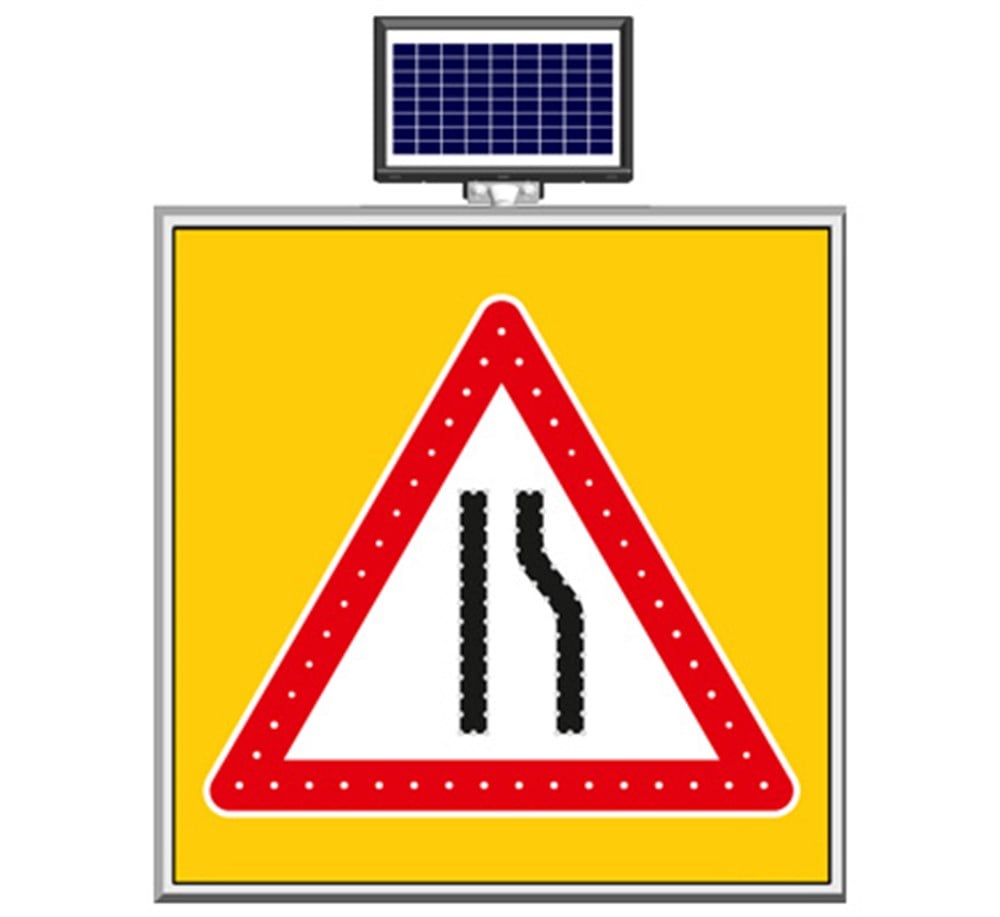 Güneş Enerjili Sağdan Daralan Yol Levhası 100 x 100 cm