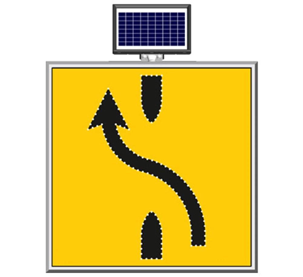Solar Lane Reduction From Right To Left Sign 100 x 100 cm