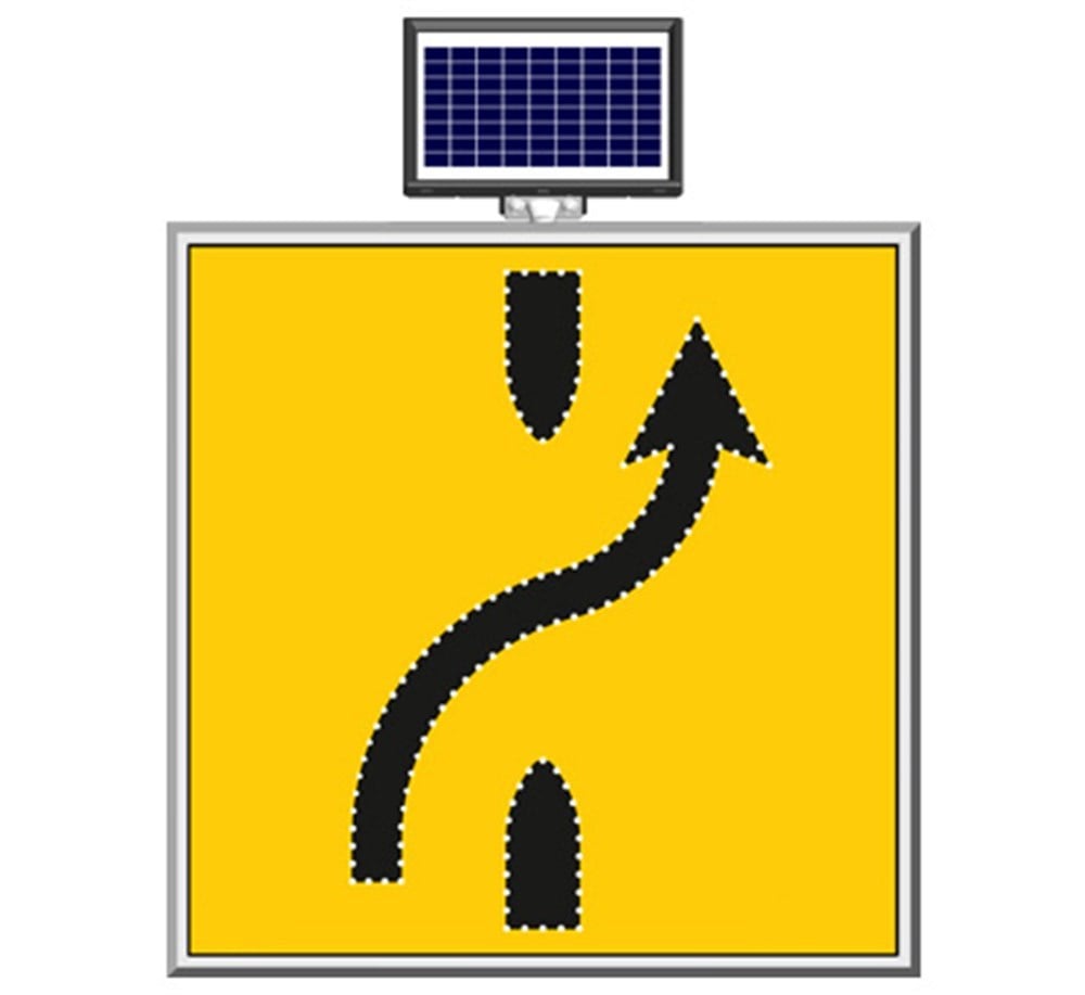Solar Lane Reduction From Left To Right Sign 100 x 100 cm