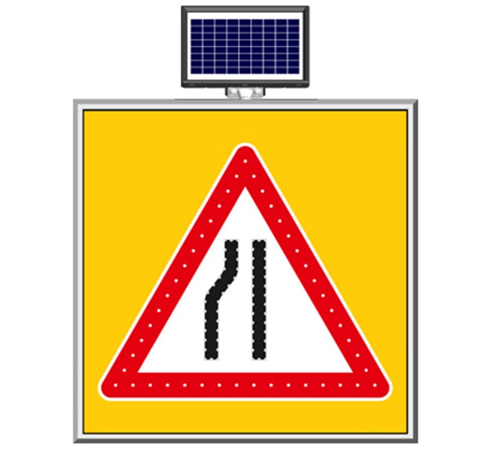Güneş Enerjili Soldan Daralan Yol Levhası 100 x 100 cm