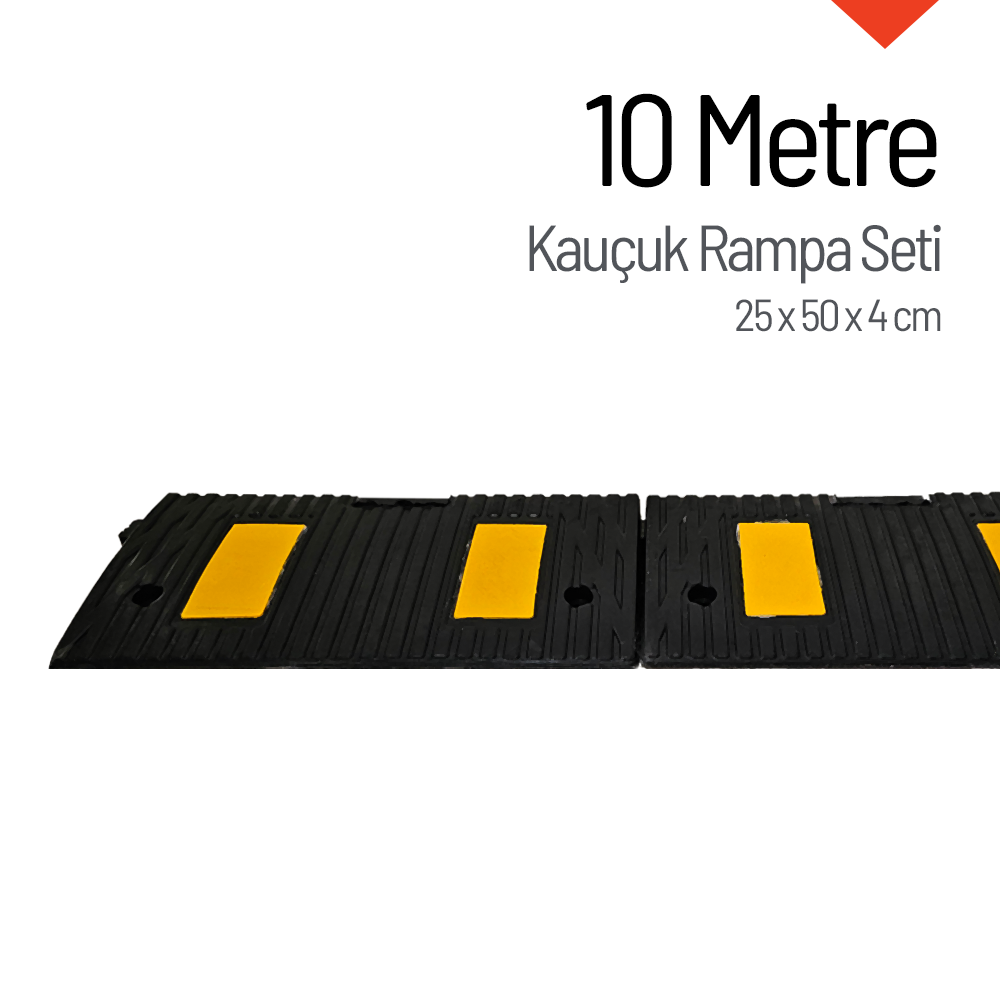 Kauçuk Rampa, Otopark Rampası, Kaldırım Rampası 25 x 50 x 4 cm 10 MetreKauçuk Rampa Setleri