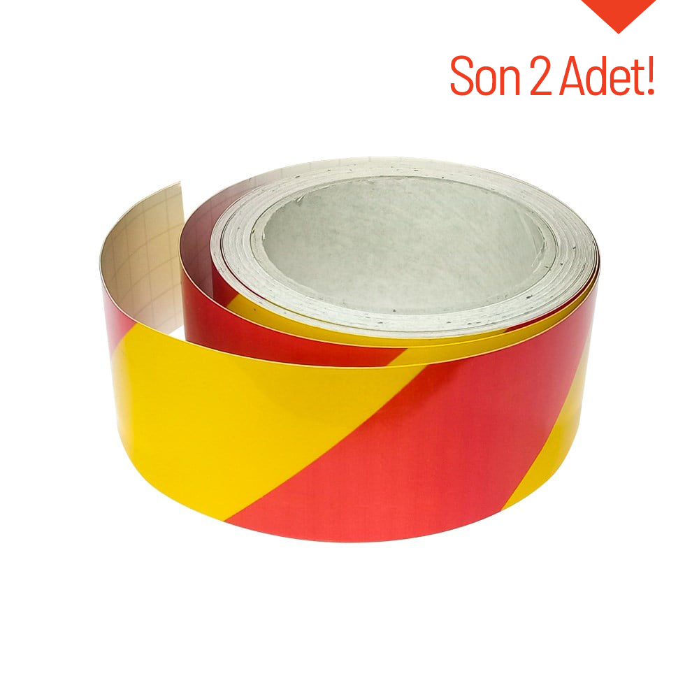 Kırmızı - Sarı Reflektif Bant, Reflektif Şerit 5 cm x 10 mReflektif  Bant-Reflektör