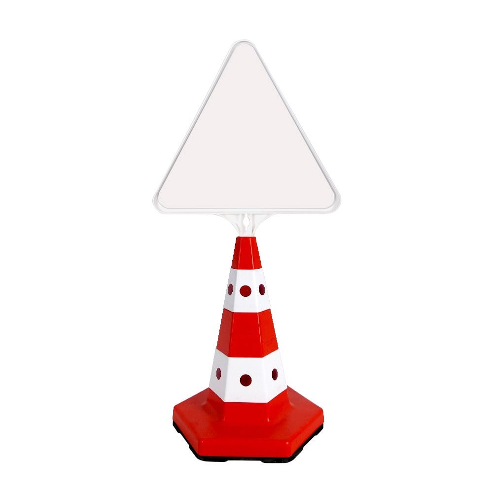 Klasik Kedi Gözlü Ağırlıklı Boş Levhalı Trafik Koni Seti Trafik Dubası (Üçgen)