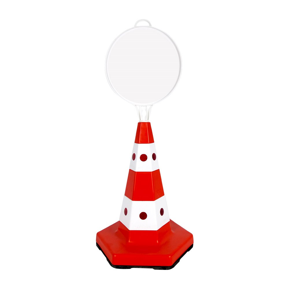 Klasik Kedi Gözlü Ağırlıklı Boş Levhalı Trafik Koni Seti Trafik Dubası (Yuvarlak)