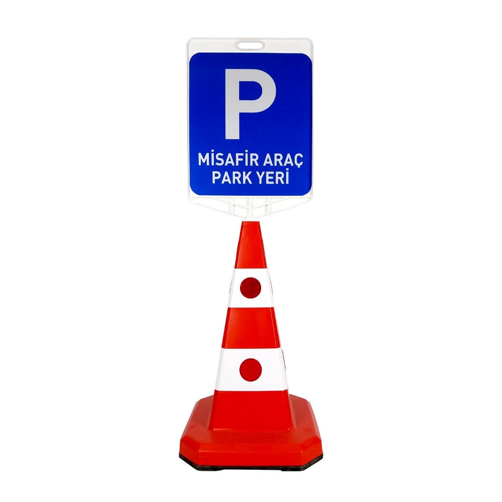 Misafir Araç Park Yeri Logo Çift Taraf Baskı Ultra Kedi Gözlü Ağırlıklı Trafik Koni Seti Trafik DubasıTrafik Konisi Setleri