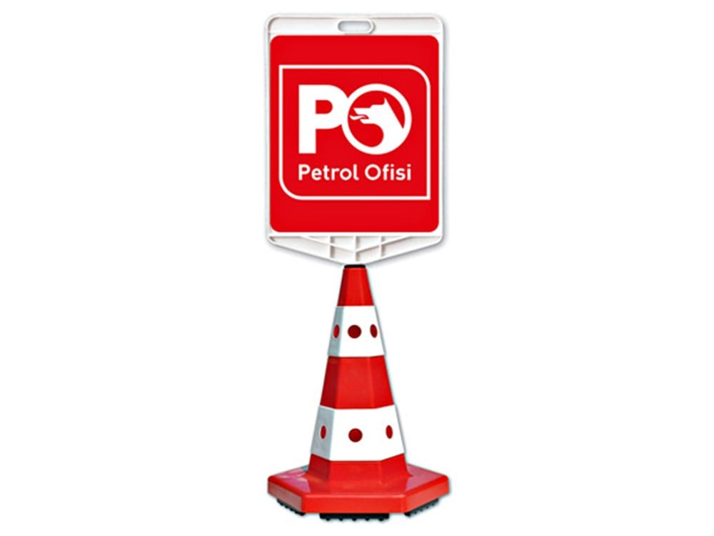 Petrol Ofisi Logo Çift Taraf Baskı Trafik Koni Seti Trafik Dubası