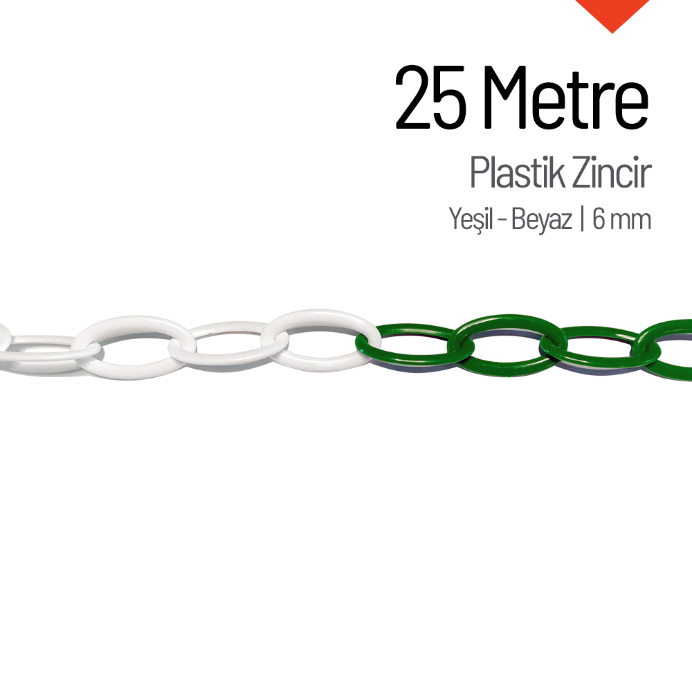 Plastik Zincir 6mm Yeşil-Beyaz 25 mPlastik Zincir