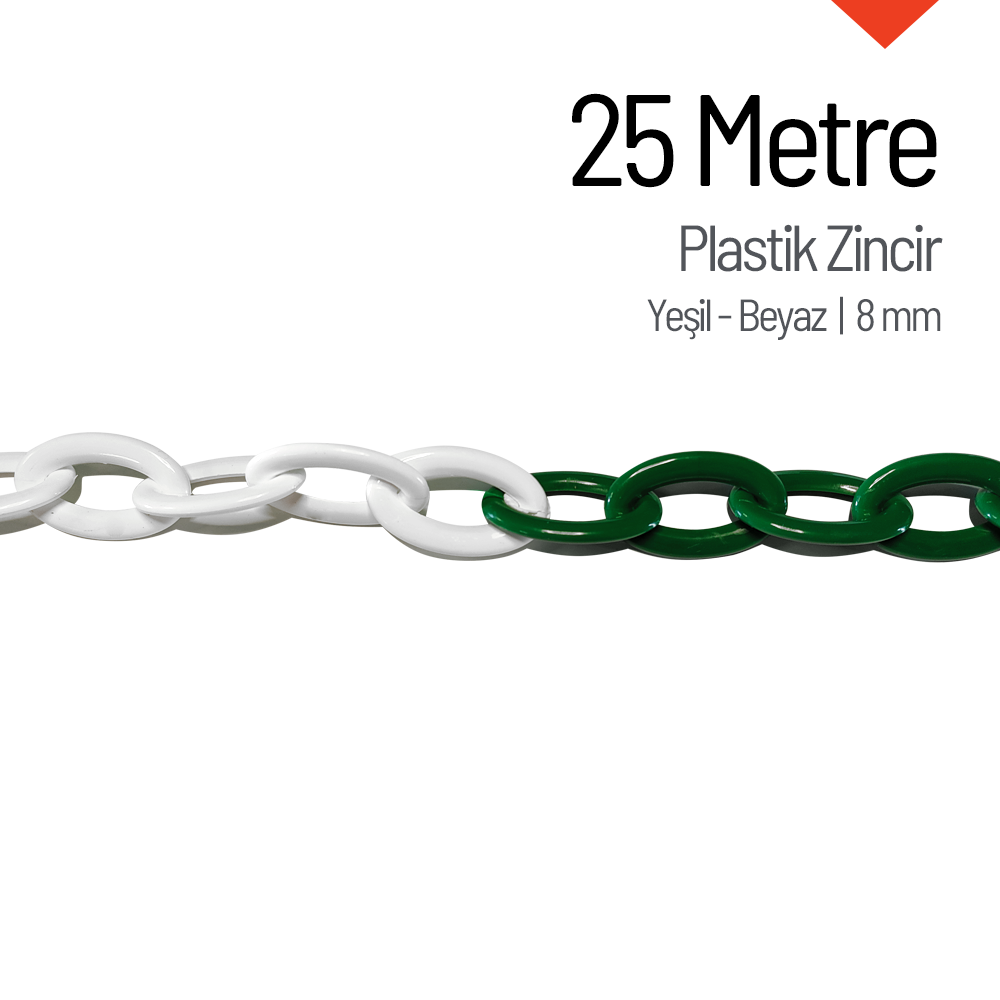 Plastik Zincir 8mm Yeşil-Beyaz 25 mPlastik Zincir