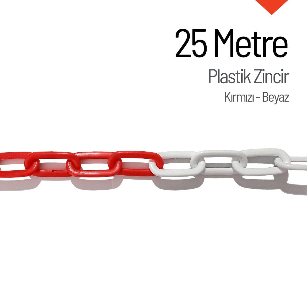 Plastik Zincir Kırmızı-Beyaz 25 m