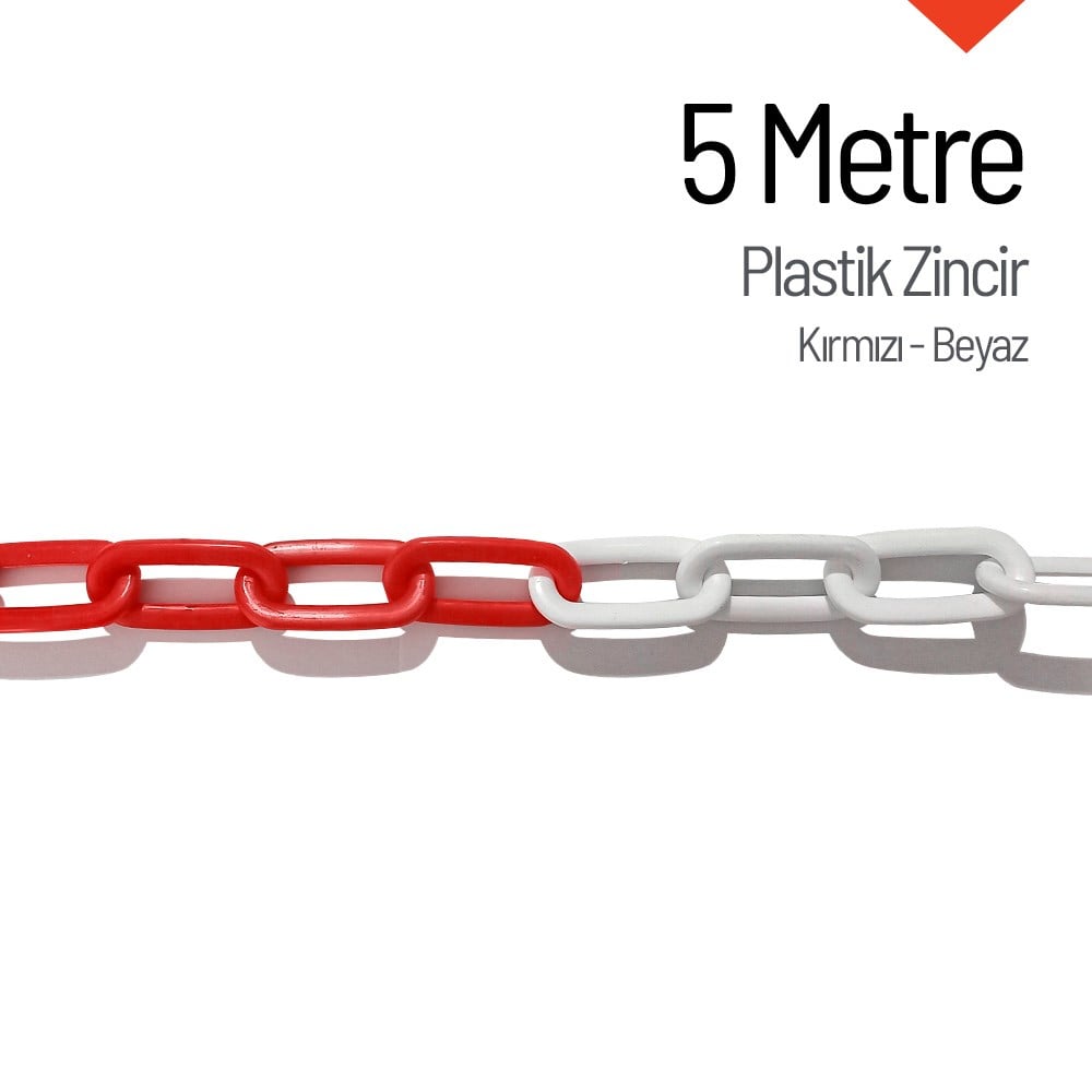Plastik Zincir Kırmızı-Beyaz 5 m