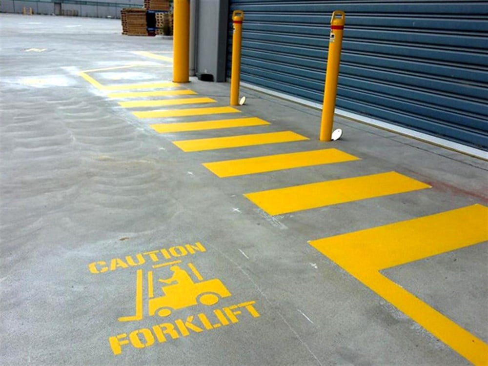 Soğuk Yol Boyası ile Forklift Yolu Şablon Boyama