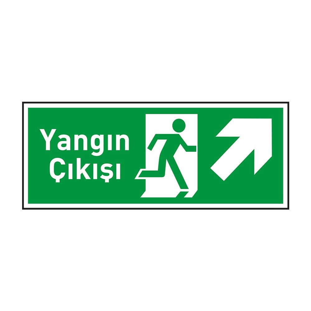 Yangın Çıkışı Sağ Yukarı Ok FotolümenliAcil Çıkış Levhaları