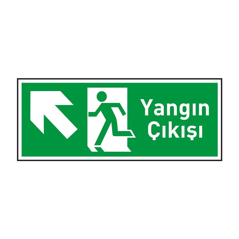 Yangın Çıkışı Sol Yukarı Ok FotolümenliAcil Çıkış Levhaları