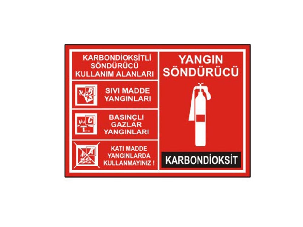 Yangın Söndürücü Karbondiositli Kullanım Alanları Levhası
