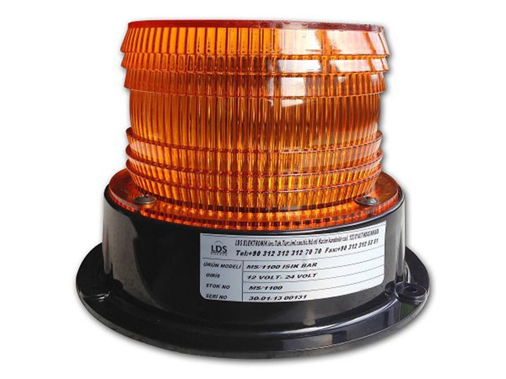 Silindirik İkaz Lambası MS-1100 Sarı 12 Power Ledli