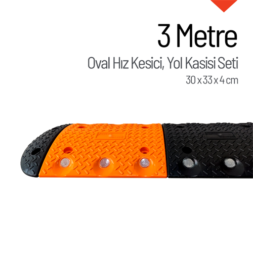 Oval Plastik Hız Kesici Kapaklı Set - 3 Metre (8 Gövde + 2 Kapak)