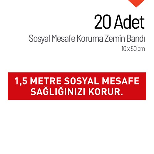Sosyal Mesafe Koruma Zemin Bandı 20 Adet (1,5 metre)COVID-19 Alan Kontrolü