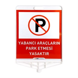 Yabancı Araçların Park Etmesi Yasaktır Logo Çift Taraf Baskı Klasik Kedi Gözlü Ağırlıklı Koni Seti Trafik DubasıTrafik Konisi Setleri