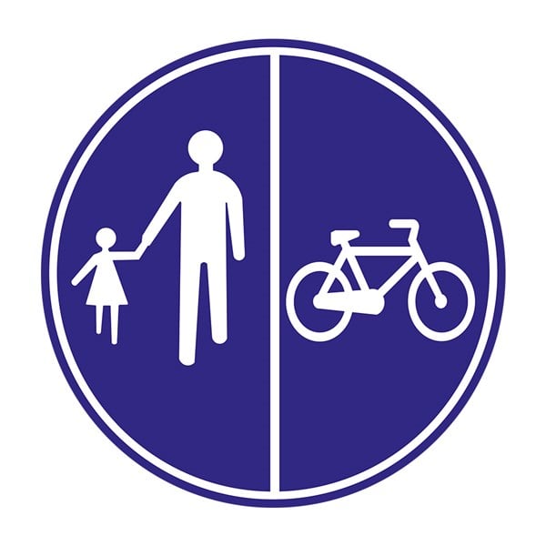 Yayalar ve Bisikletliler için Ayrı Ayrı Kullanılabilen Yol Levhası TT-45aTrafik Tanzim İşaretleri
