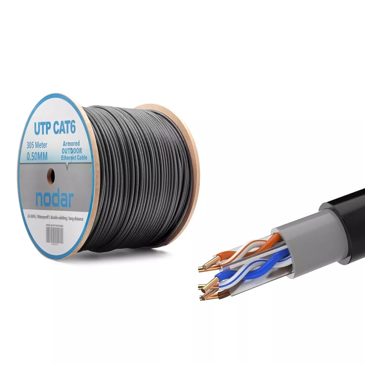 Nodar Nd2000 Utp Cat6 Dışmekan Kablo 23Awg Çift Pvc 4P* 1/0.50Mm Cca 305M Siyah