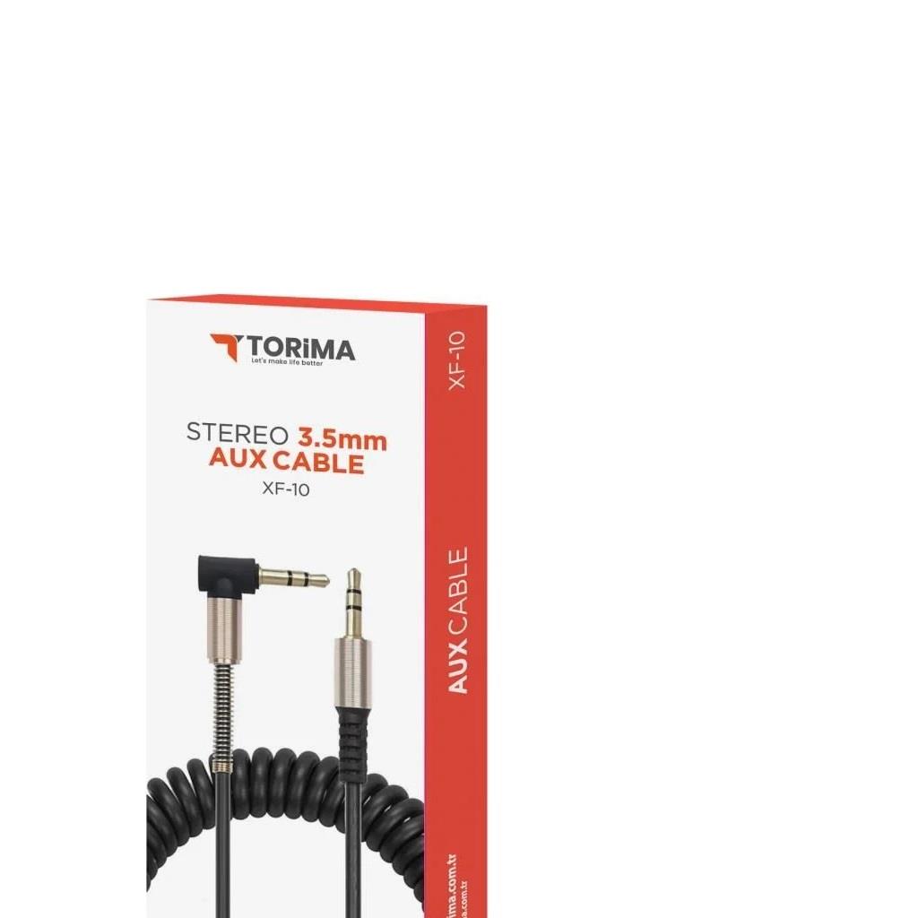 Torima XF-10 Siyah Altın Uçlu Araç Müzik Ses Kablosu Stereo Aux Kablo 1 Mt - 3.5mm