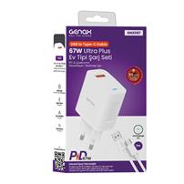 Genax GNX067 67W Ultra Plus Ev Tipi Hızlı Şarj Seti (USB to Type‑C Kablo Dahil)