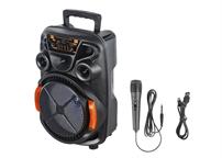 KIMISO QS4009 Bluetooth Karaoke Hoparlör FM 8 LED'li Mikrofonlu 23.5 x 19 x 35.3 cm - Siyah