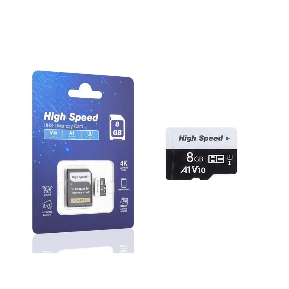 ELBA HS8GB 8 GB microSDHC Hafıza Kartı U1 V10 A1 Class 10 Adaptörlü Siyah