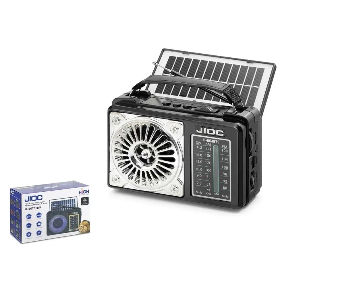 JIOC H664BTS Bluetooth Nostaljik FM Radyo TWS USB TF AUX Solar Şarjlı Taşınabilir Kamp Hoparlör