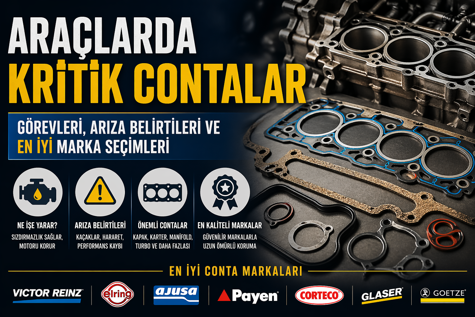 Araç motorunda kullanılan contalar ve arıza belirtileri