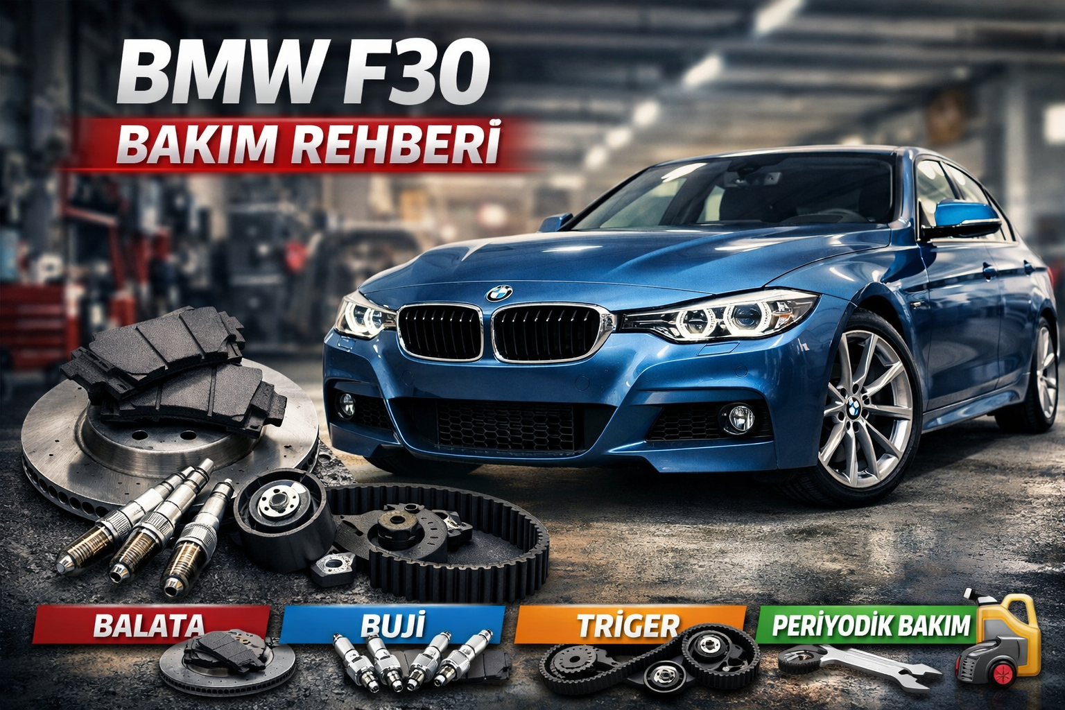 BMW F30 bakım rehberi kapak görseli triger buji balata periyodik bakım