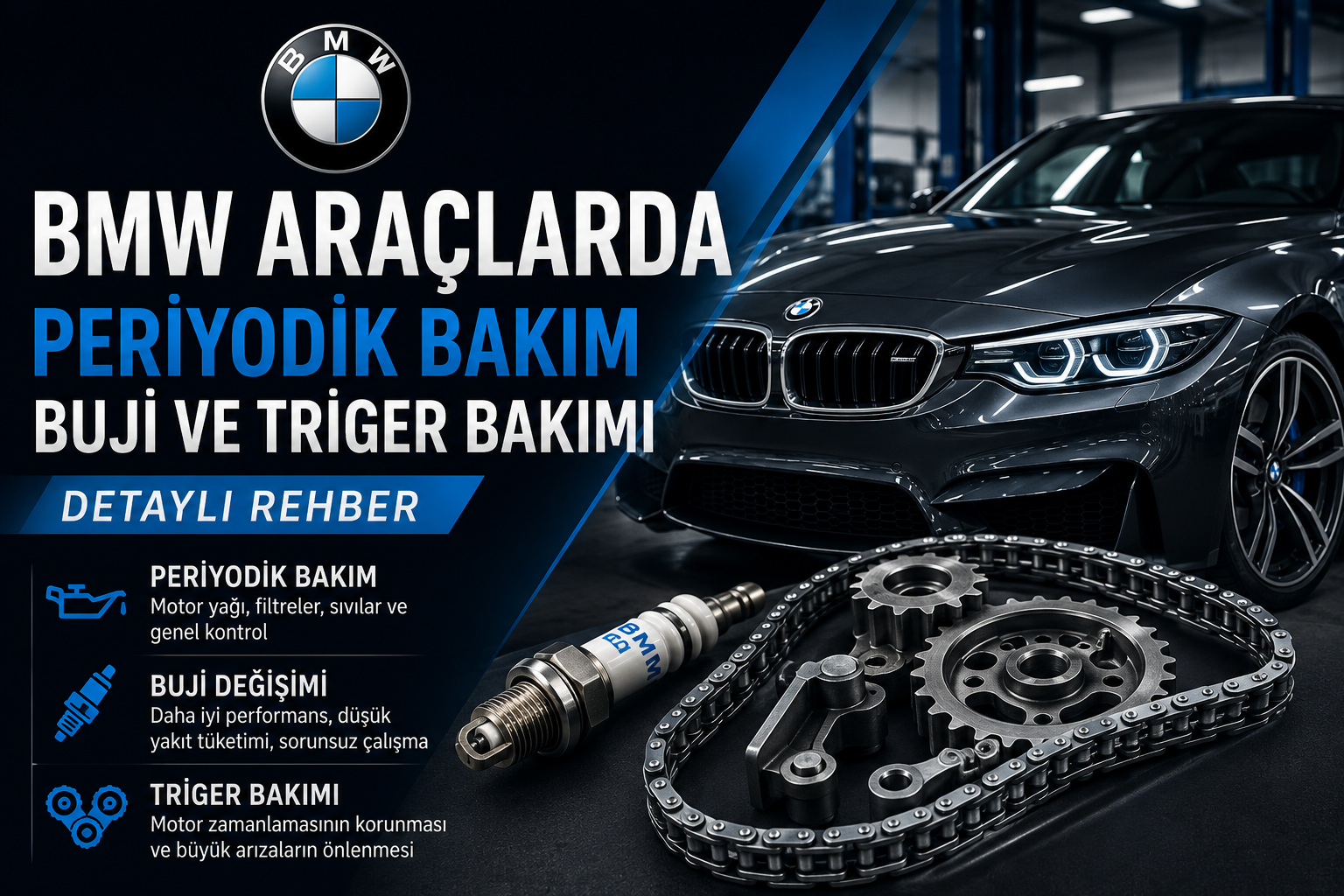 BMW araçlarda periyodik bakım, buji değişimi ve triger bakımı