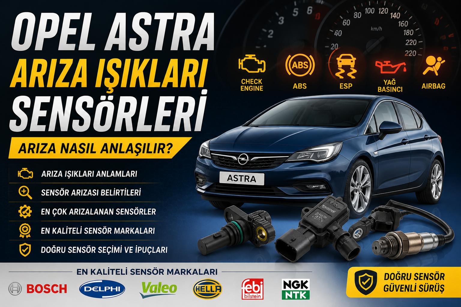 Opel Astra arıza ışıkları ve sensör arızaları rehberi