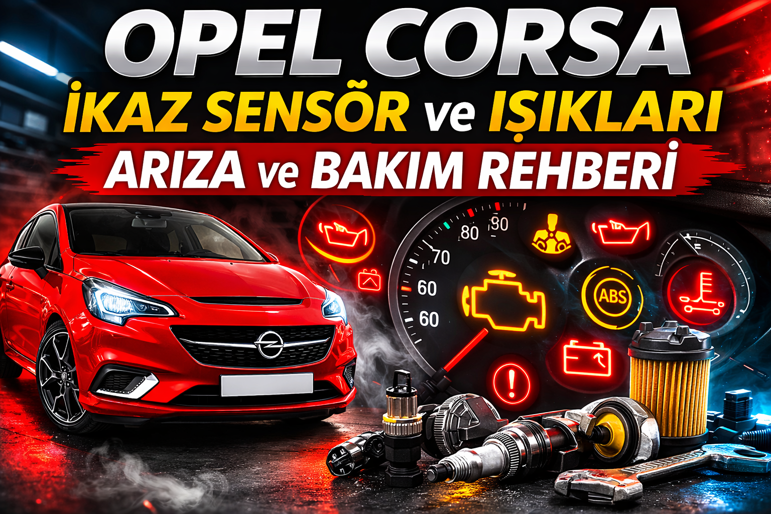 Opel Corsa ikaz ışıkları ve sensör arızaları gösterge paneli